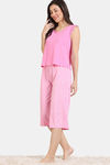 Zivame Summer Thyme Knit Cotton Capri Set - Begonia pink — thumbnail 3